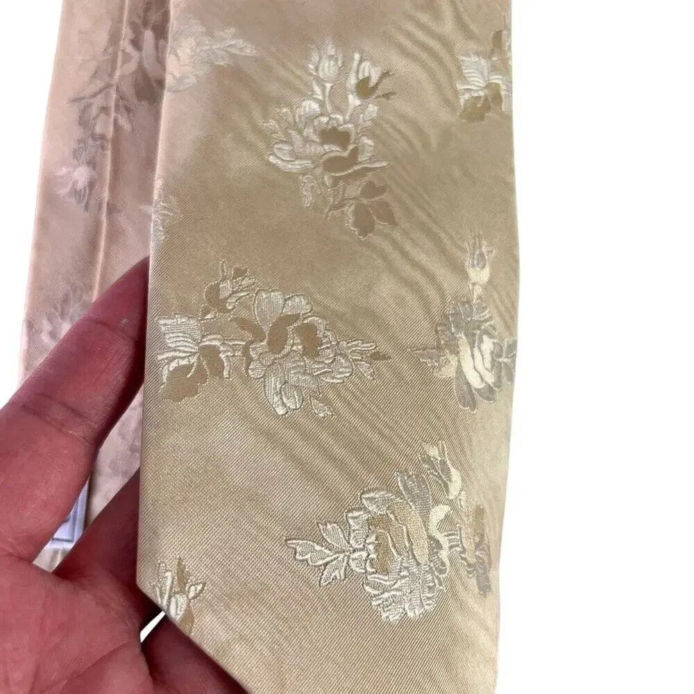 Ermenegildo Zegna Silk Tie Men’s Designer Gold Floral Pattern